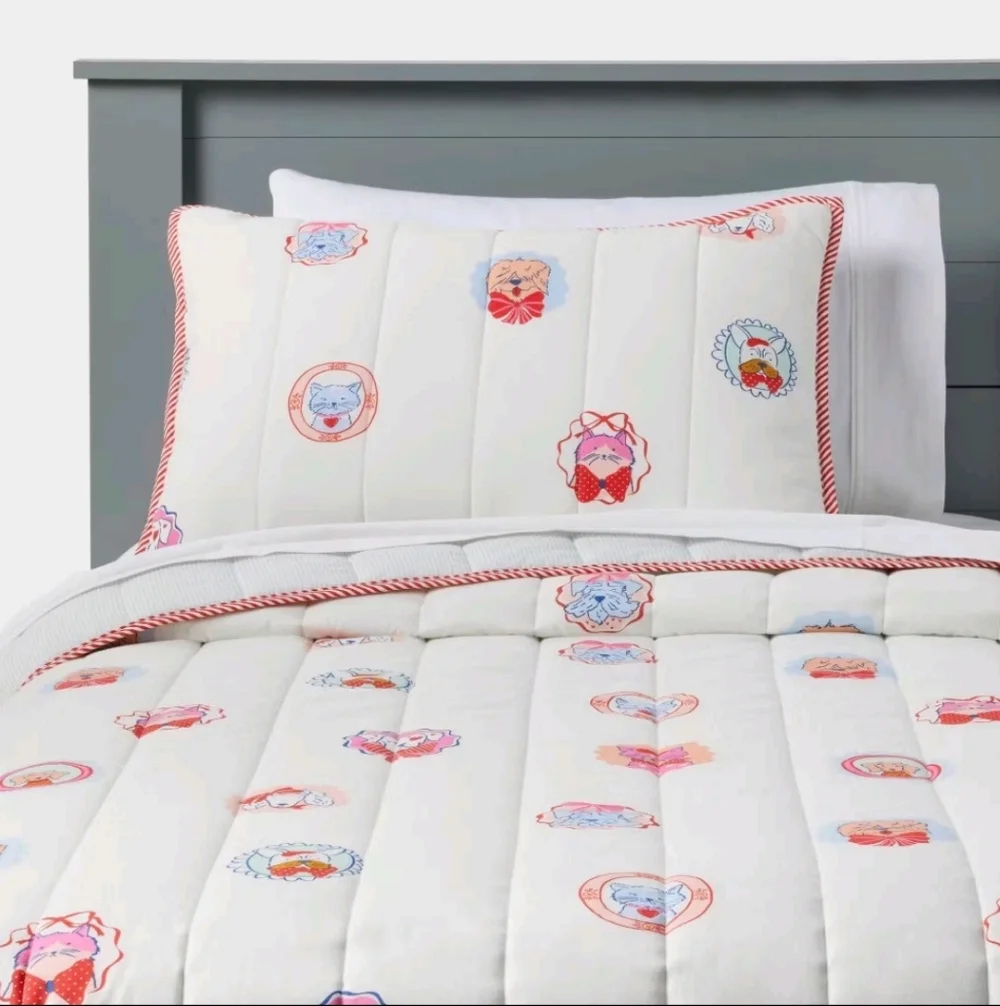3pc Full/Queen Patisserie Pet Shoppe Kids' Quilt Set - Pillowfort